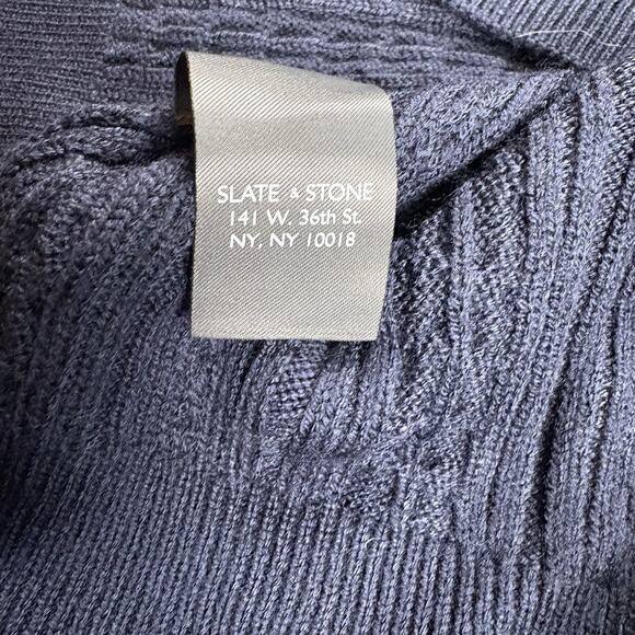Slate & Stone Mens Size XL Navy Cable Wool Blend Sweater Waffle Knit - Picture 7 of 13